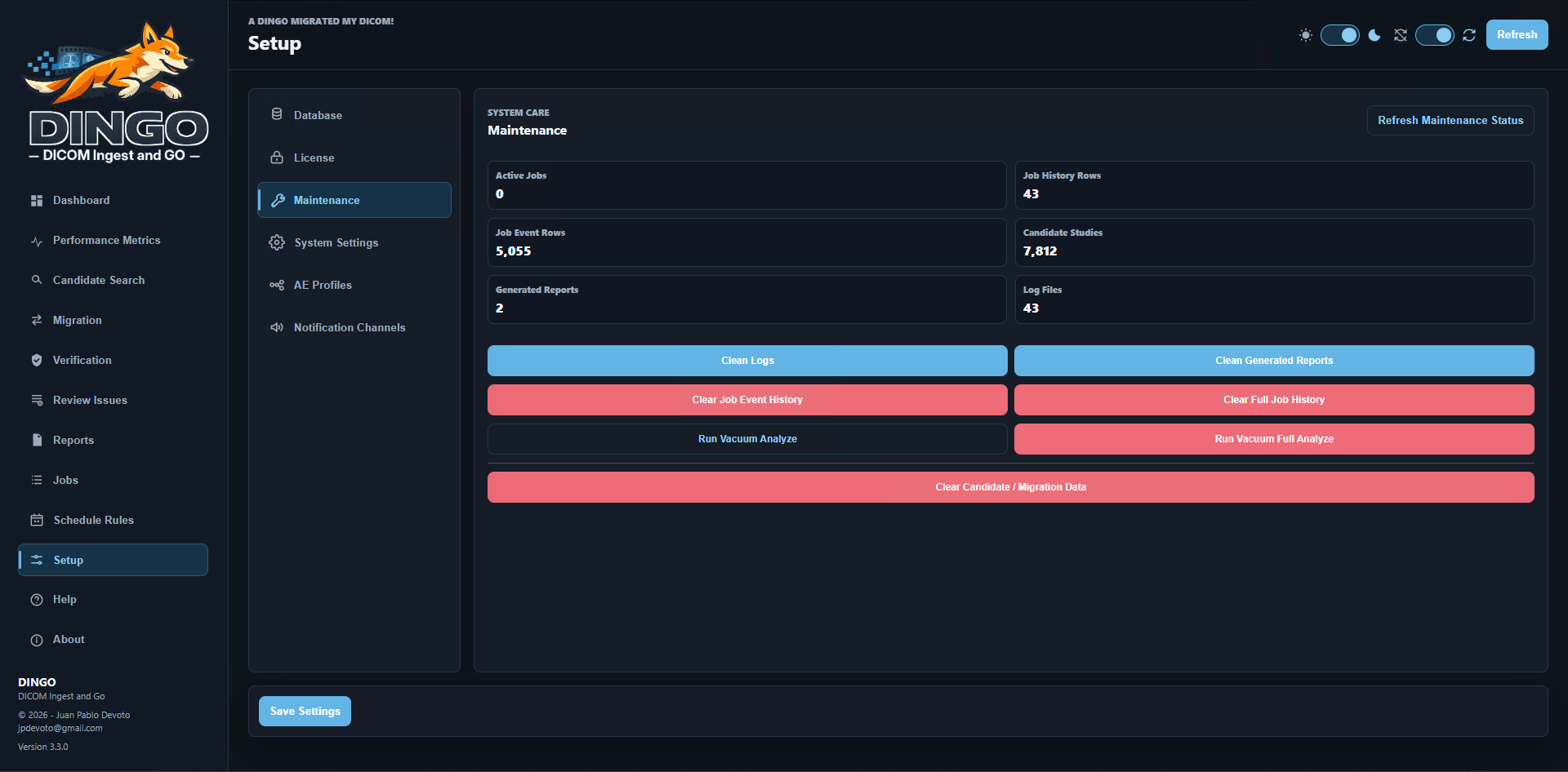 DINGO Maintenance screenshot
